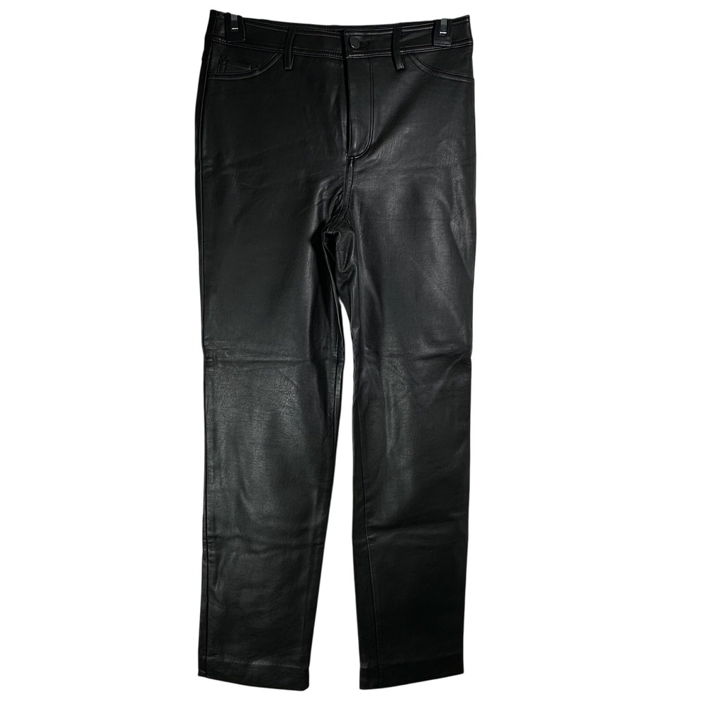 Halogen Womens High Rise Faux Leather Straight Leg Pants Black Size 2 RN58665